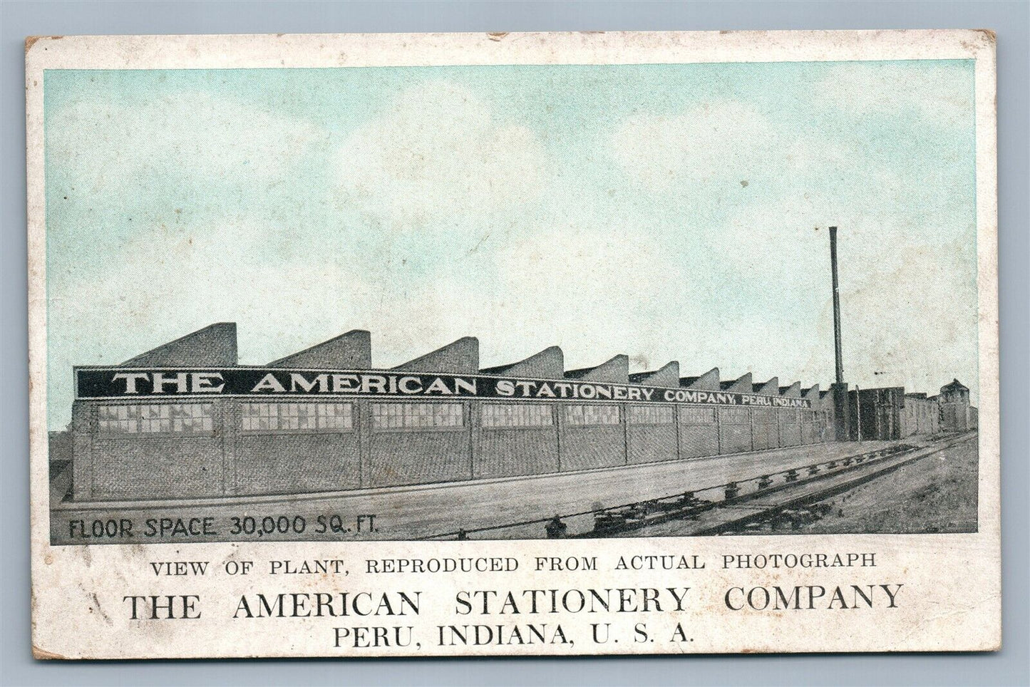 PERU IN AMERICAN STATIONERY COMPANY ADVERTISING ANTIQUE POSTCARD