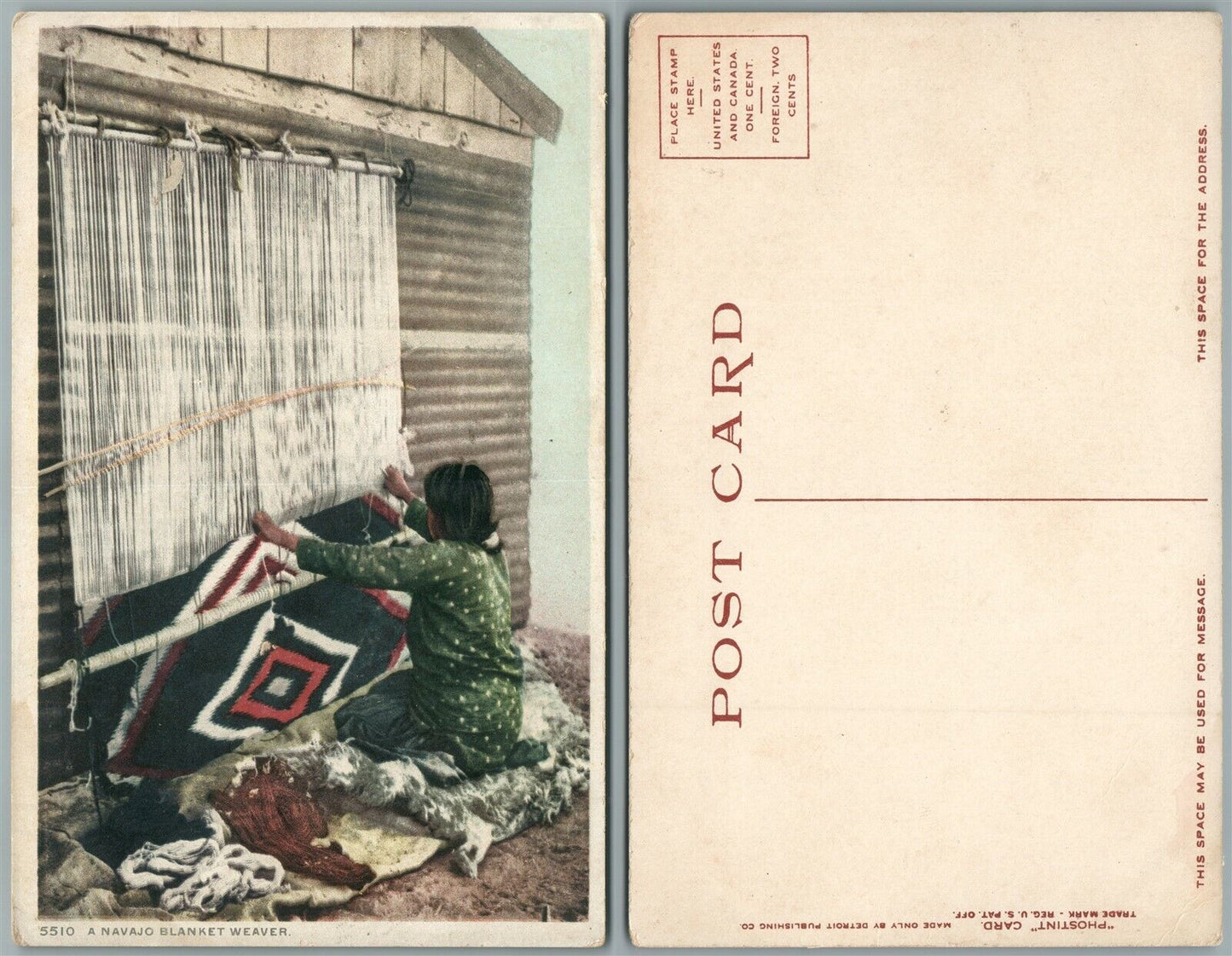 NAVAJO INDIANS BLANKET WEAVER ANTIQUE POSTCARD