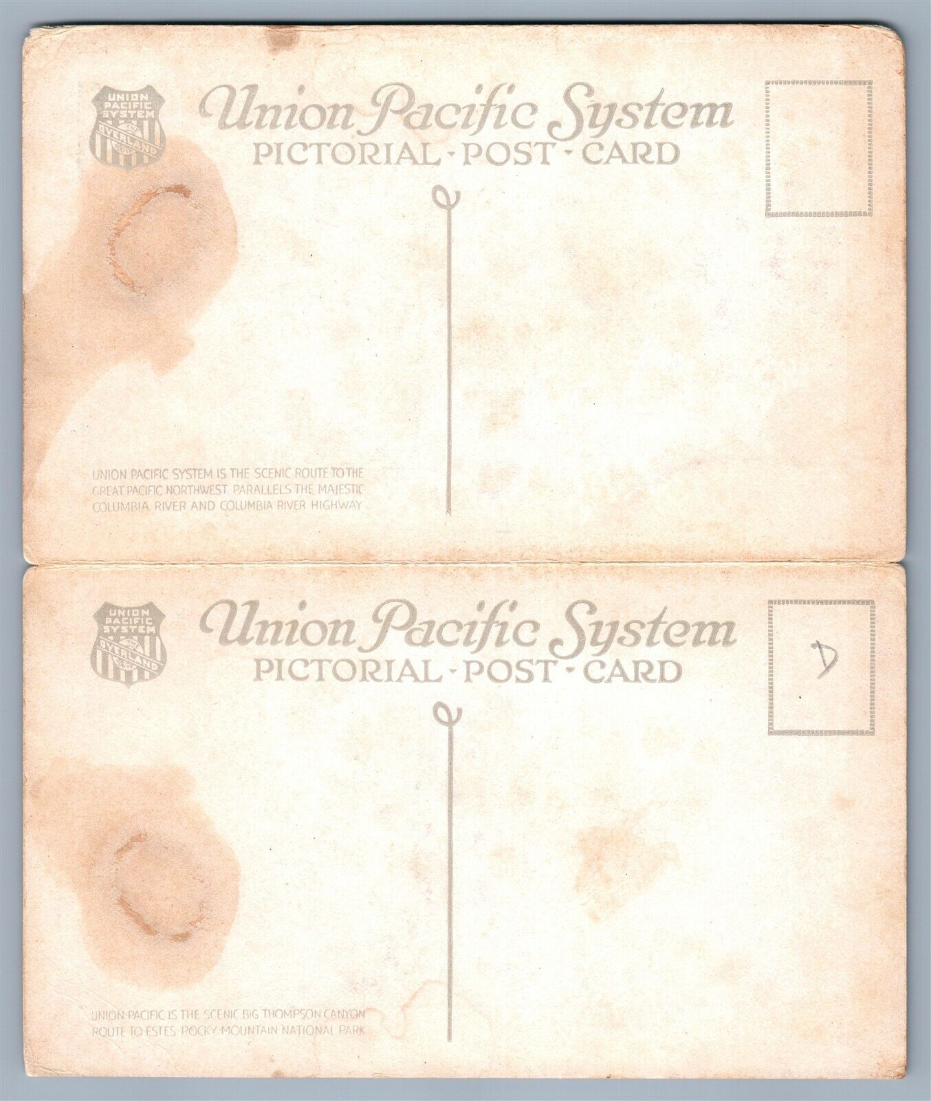 UNION PACIFIC LTD TRAIN RAILROAD UTAH FOLDING DOUBLE ANTIQUE POSTCARD