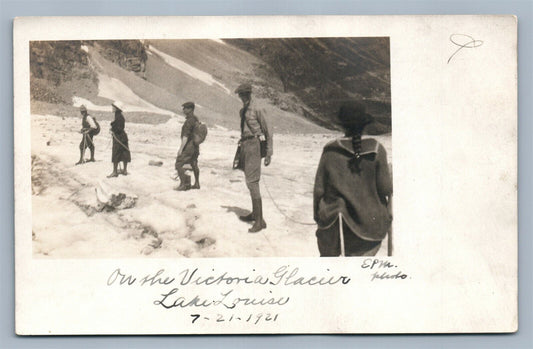 VICTORIA GLACIER LAKE LOUISE CANADA VINTAGE REAL PHOTO POSTCARD RPPC