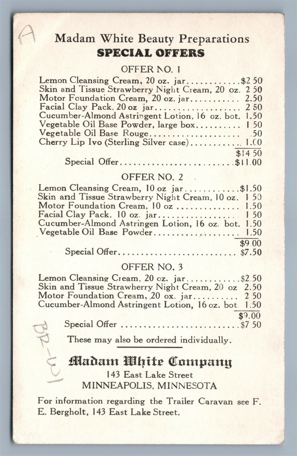 MINNEAPOLIS MN MADAM WHITE BEAUTY ADVERTISING VINTAGE REAL PHOTO POSTCARD RPPC