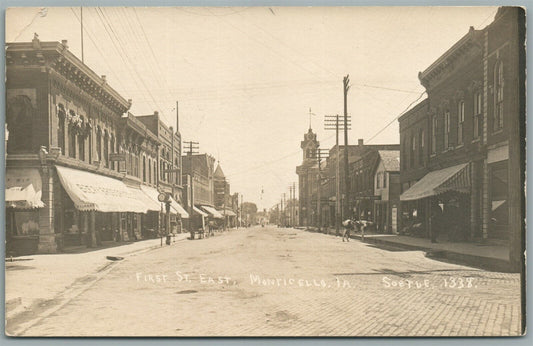MONTICELLO IA FIRST STREET ANTIQUE REAL PHOTO POSTCARD RPPC