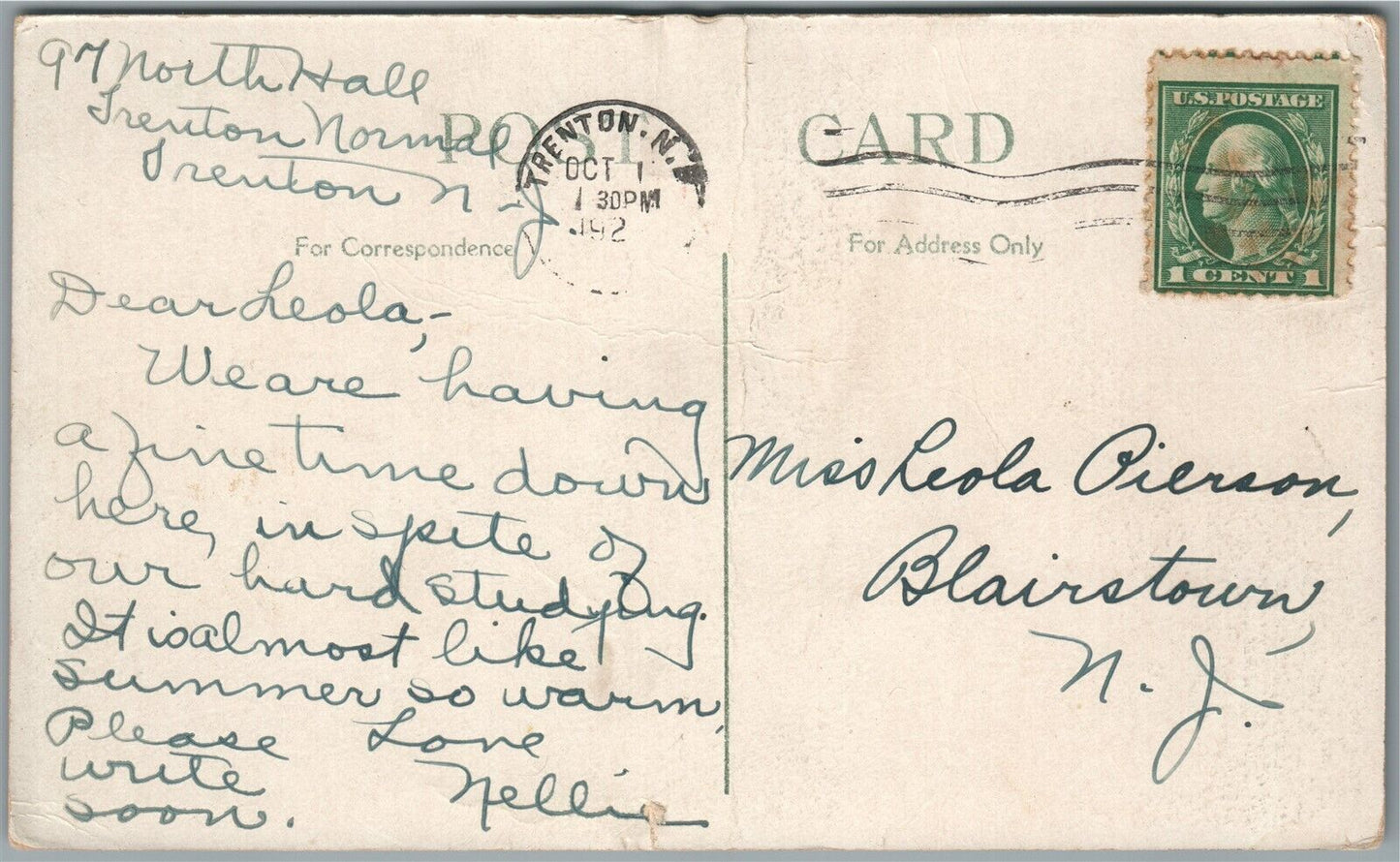 TRENTON NJ FILTRATION PLANT ANTIQUE POSTCARD