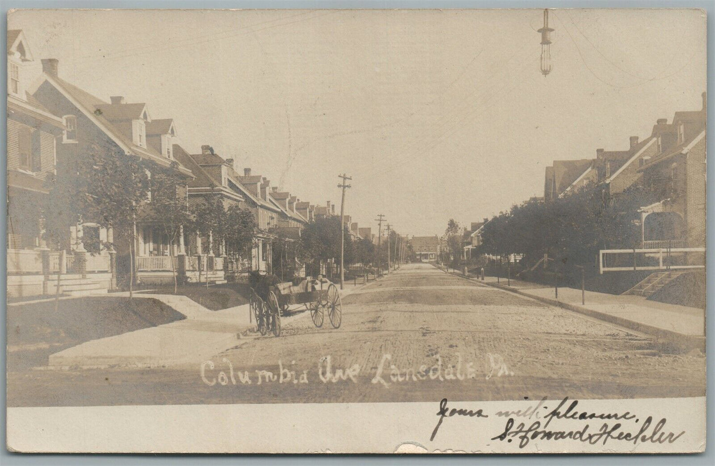 LANSDALE PA COLUMBIA AVE. ANTIQUE REAL PHOTO POSTCARD RPPC
