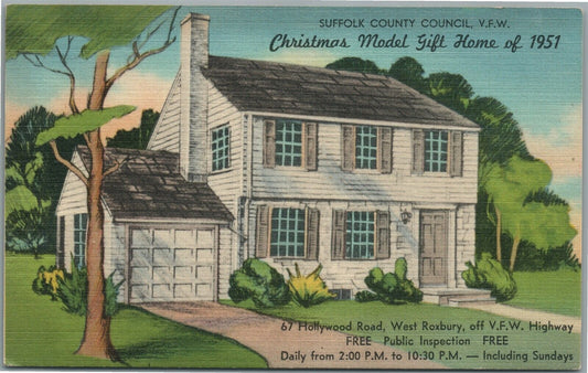 WEST ROXBURY BOSTON MA CHRISTMAS MODEL GIFT HOME OF 1951 VINTAGE POSTCARD