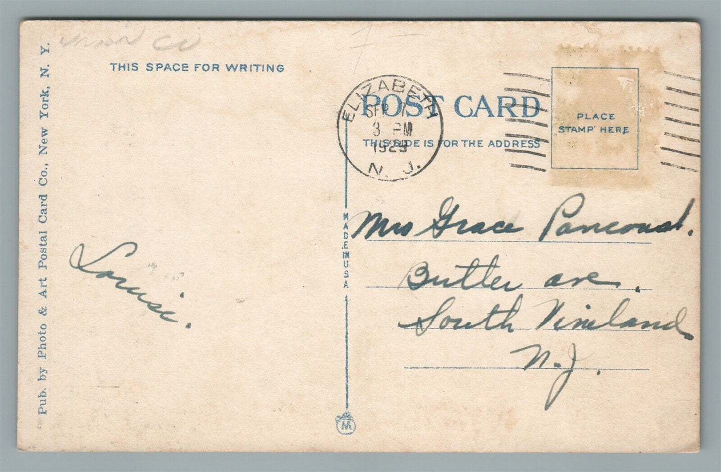 ELIZABETH NJ JUNIOR HIGH SCHOOL ANTIQUE POSTCARD