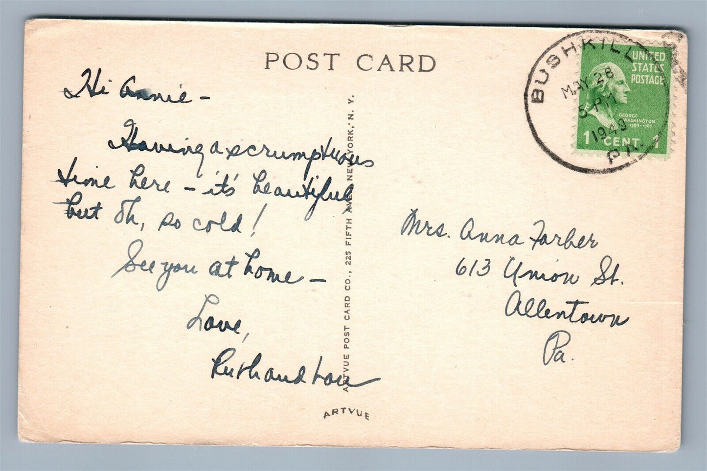 TAMIMENT PA LAKE SHORE VINTAGE POSTCARD
