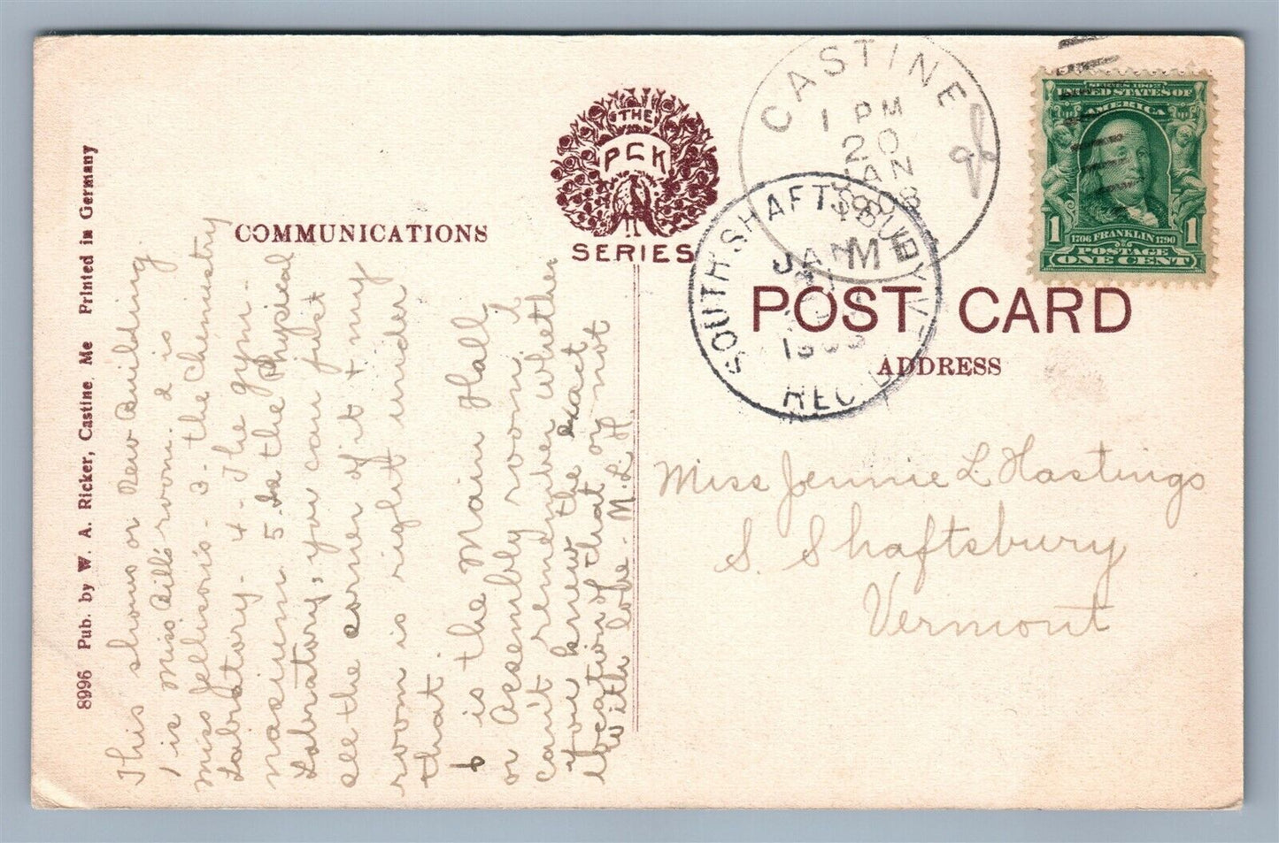 CASTINE ME EASTERN STATE NORMAL SCHOOL ANTIQUE POSTCARD