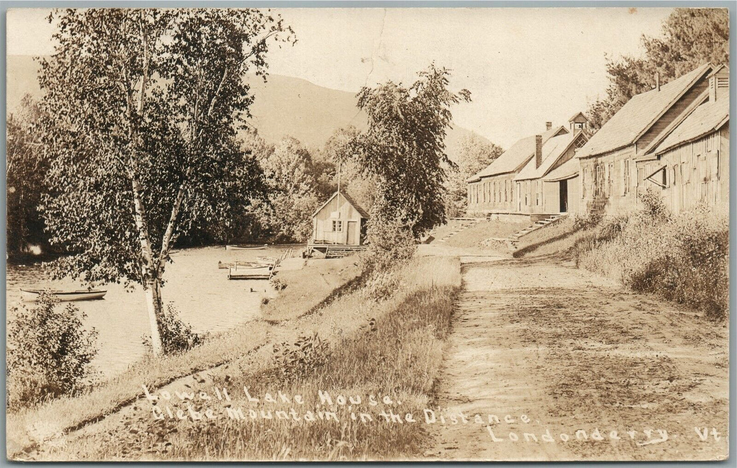 LONDONDERRY VT LOWELL LAKE HOUSE ANTIQUE REAL PHOTO POSTCARD RPPC