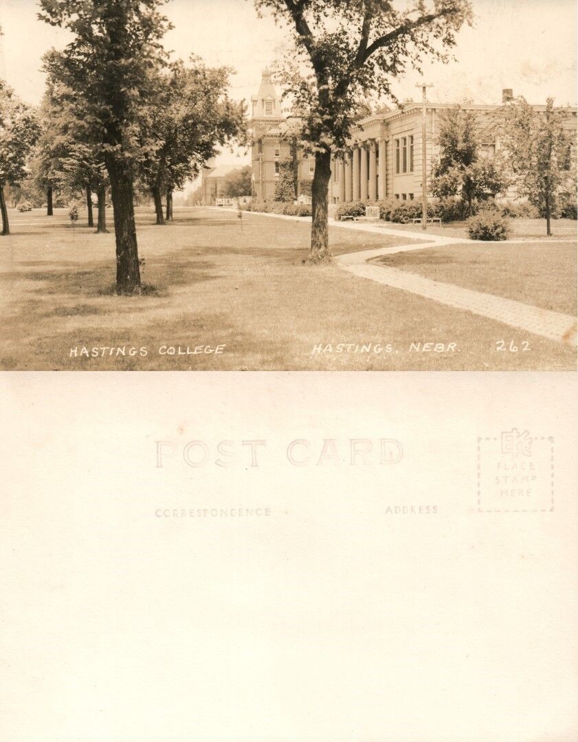 HUSTINGS COLLEGE NEBRASKA REAL PHOTO ANTIQUE POSTCARD RPPC