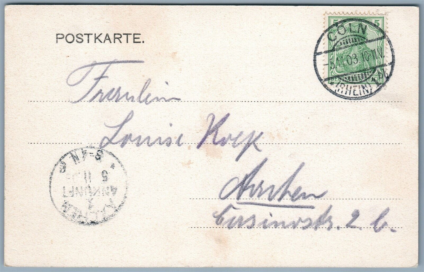 GRUSS AUS KOLN GERMANY KAISER FRIEDRICH MONUMENT UNDIVIDED ANTIQUE POSTCARD