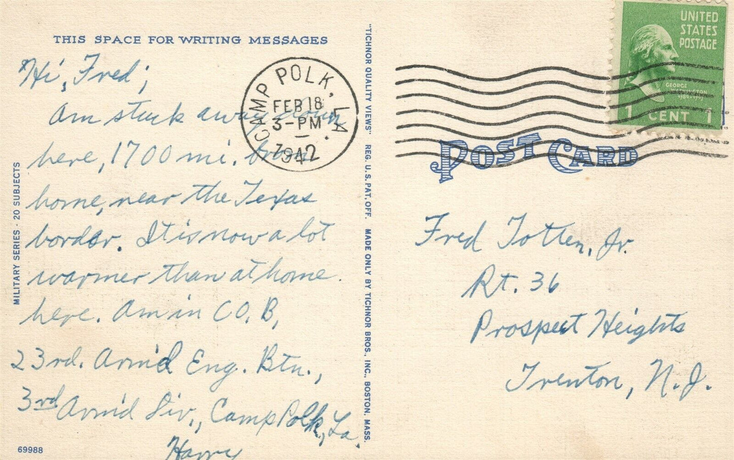 TANKS READY FOR MANEUVERS 1942 VINTAGE POSTCARD