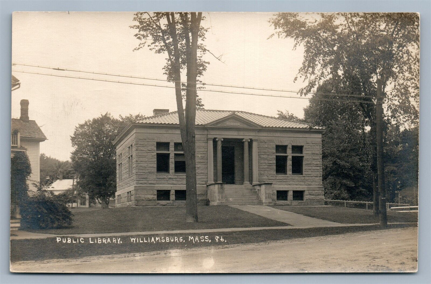 WILLIAMSBURG MA PUBLIC LIBRARY ANTIQUE REAL PHOTO POSTCARD RPPC