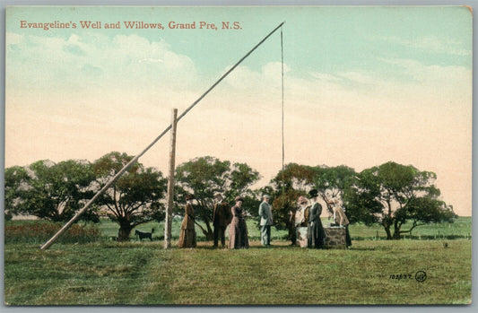 CANADA GRAND PRE NC EVANGELINE WELL & WILLOWS ANTIQUE POSTCARD