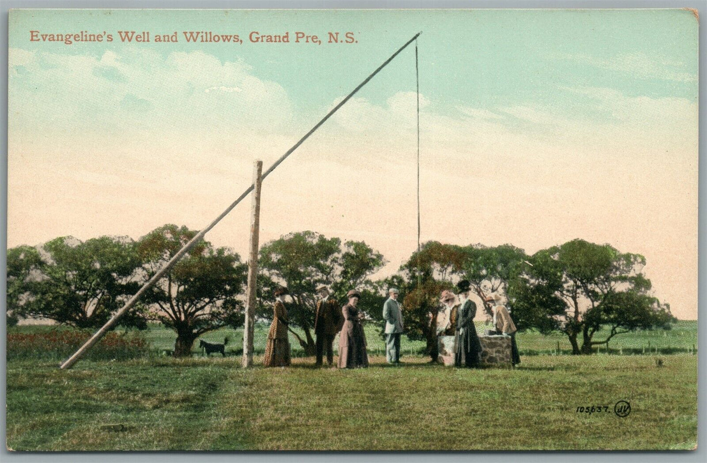 CANADA GRAND PRE NC EVANGELINE WELL & WILLOWS ANTIQUE POSTCARD
