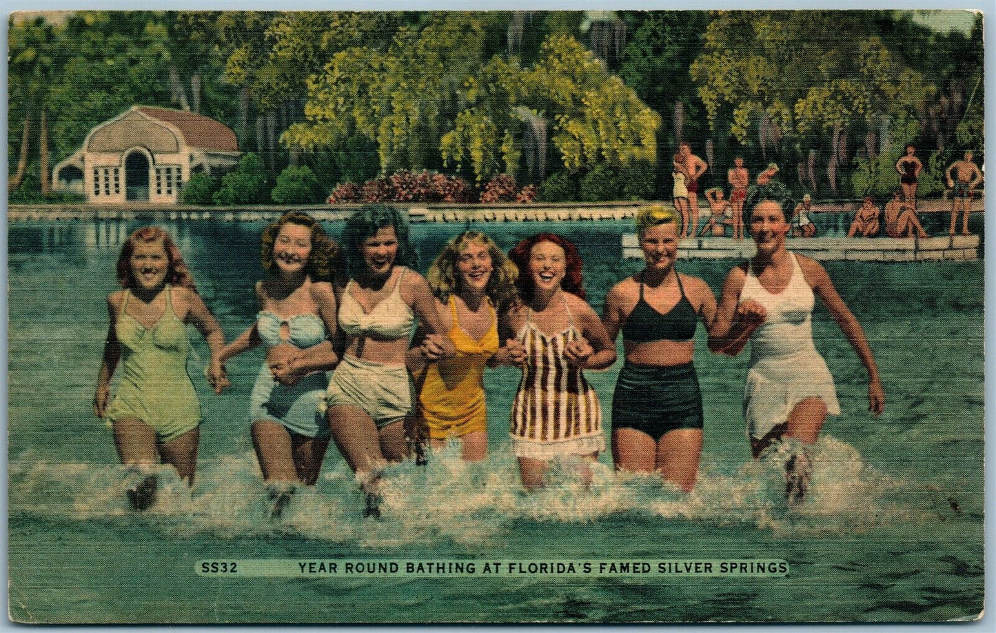 SILVER SPRINGS FL BATHING VINTAGE POSTCARD