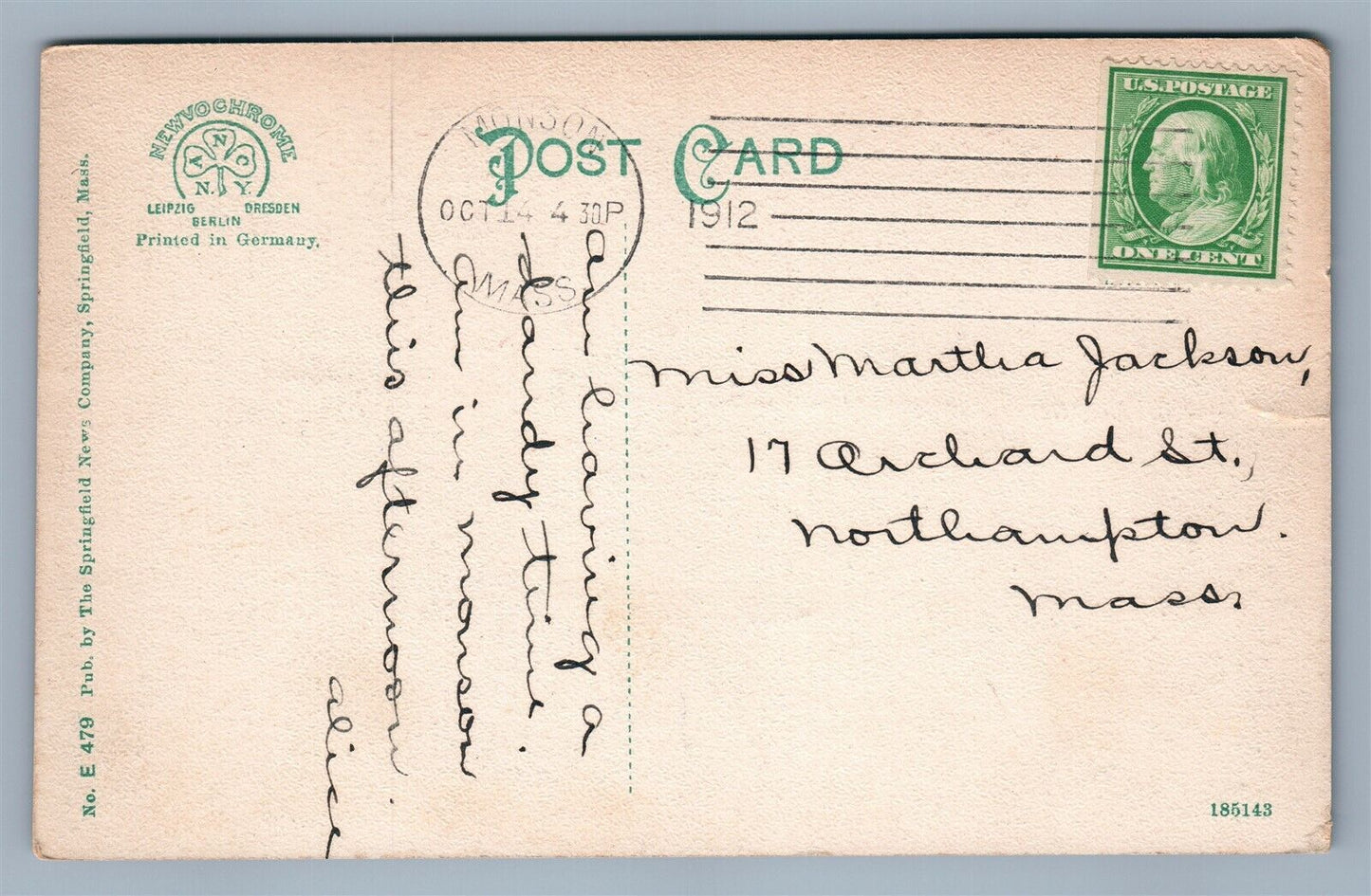 MANSON MA SOLDIER'S MONUMENT & LIBRARY ANTIQUE POSTCARD