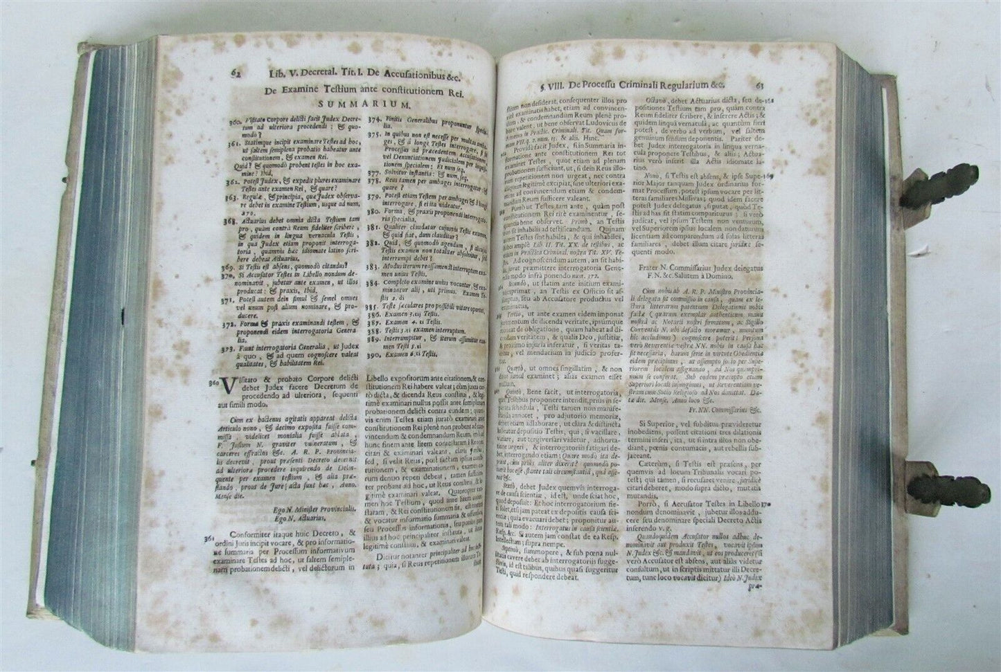 1729 CANON LAW Jus Canonicum Universum antique HAND TOOLED PIGSKIN BOUND FOLIO