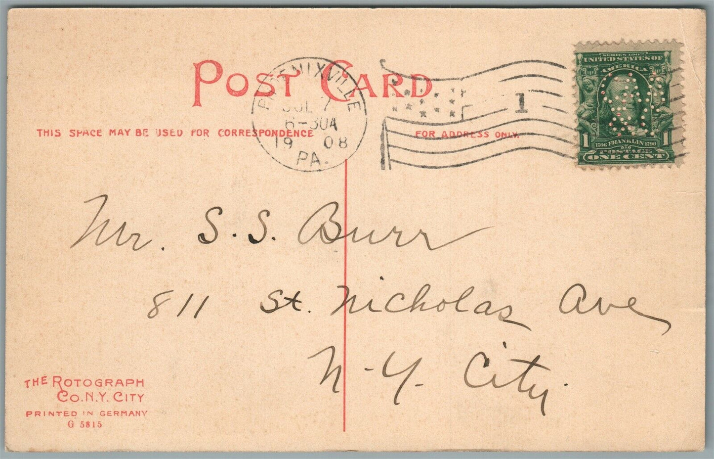 PHOENIXVILLE PA BLACK ROCK TUNNEL ANTIQUE POSTCARD