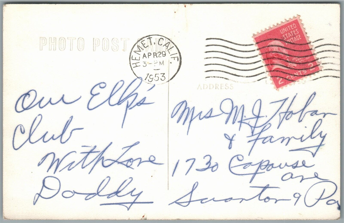 HEMET CA ELKS CLUB VINTAGE REAL PHOTO POSTCARD RPPC