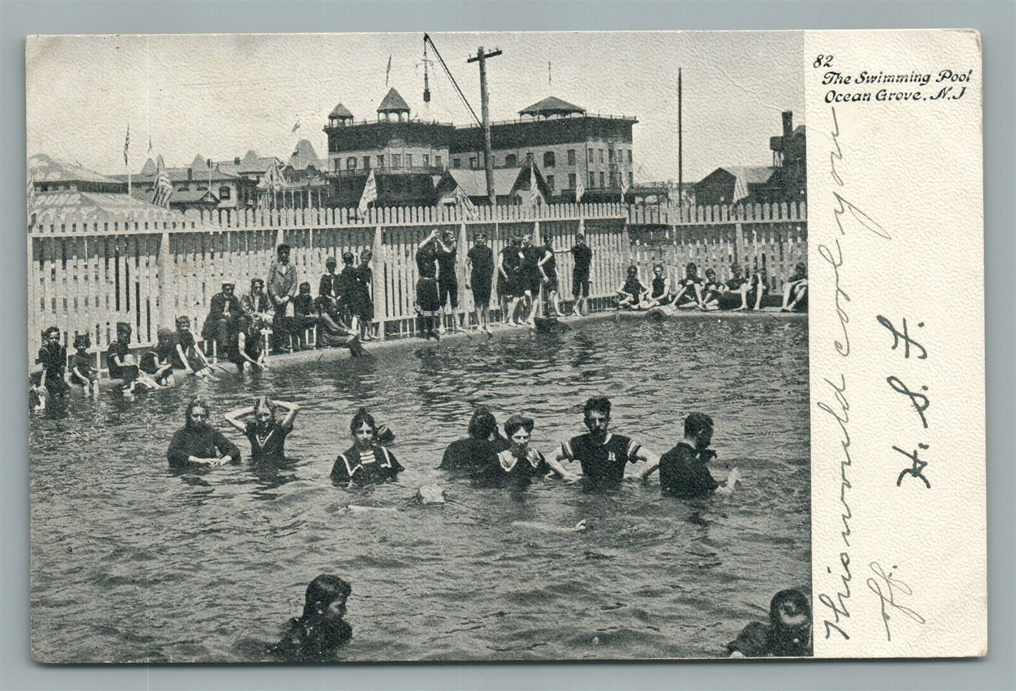OCEAN GROVE NJ SWIMMING POOL ANTIQUE POSTCARD