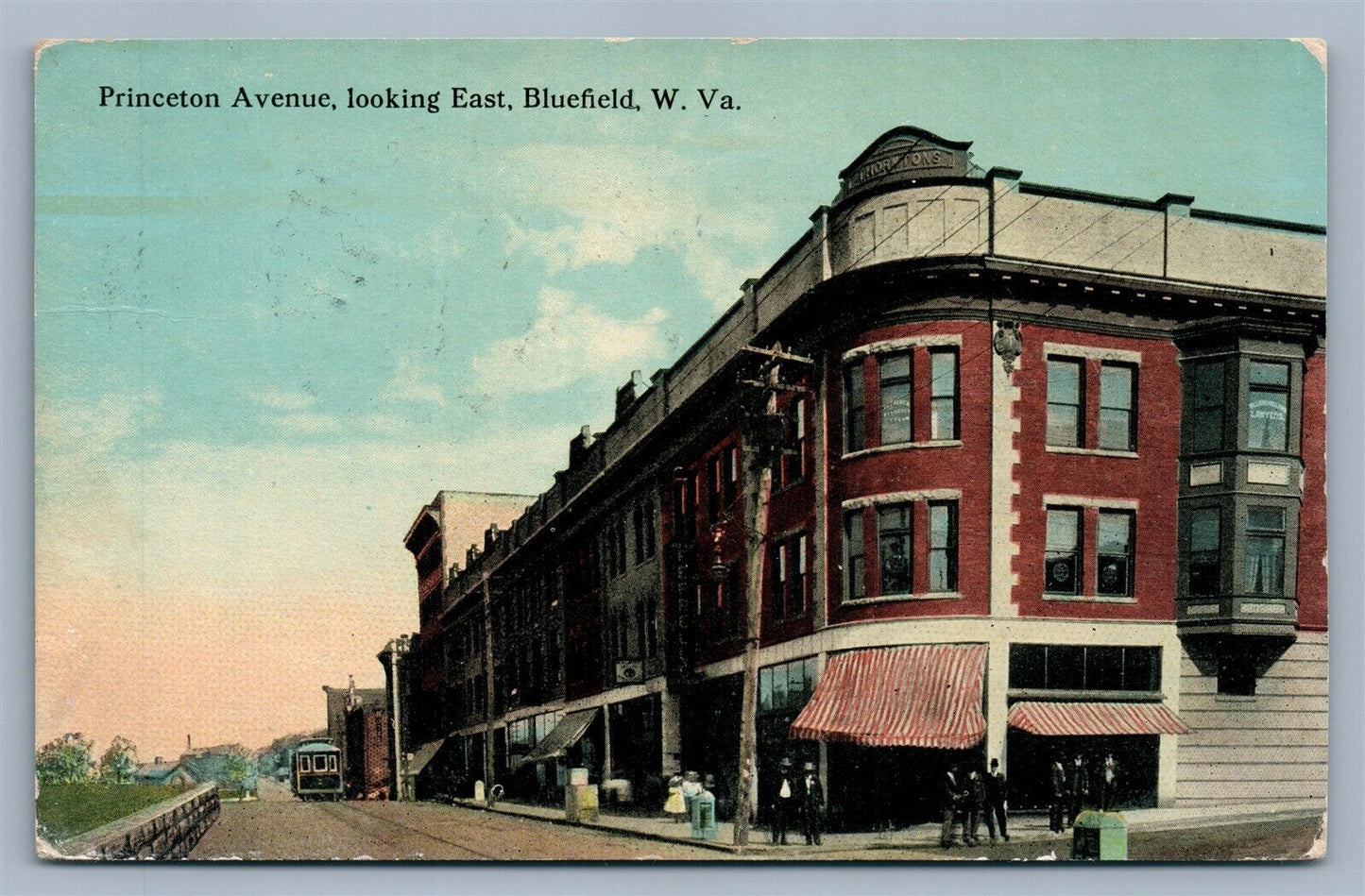BLUEFIELD W.Va PRINCETON AVENUE 1914 ANTIQUE POSTCARD