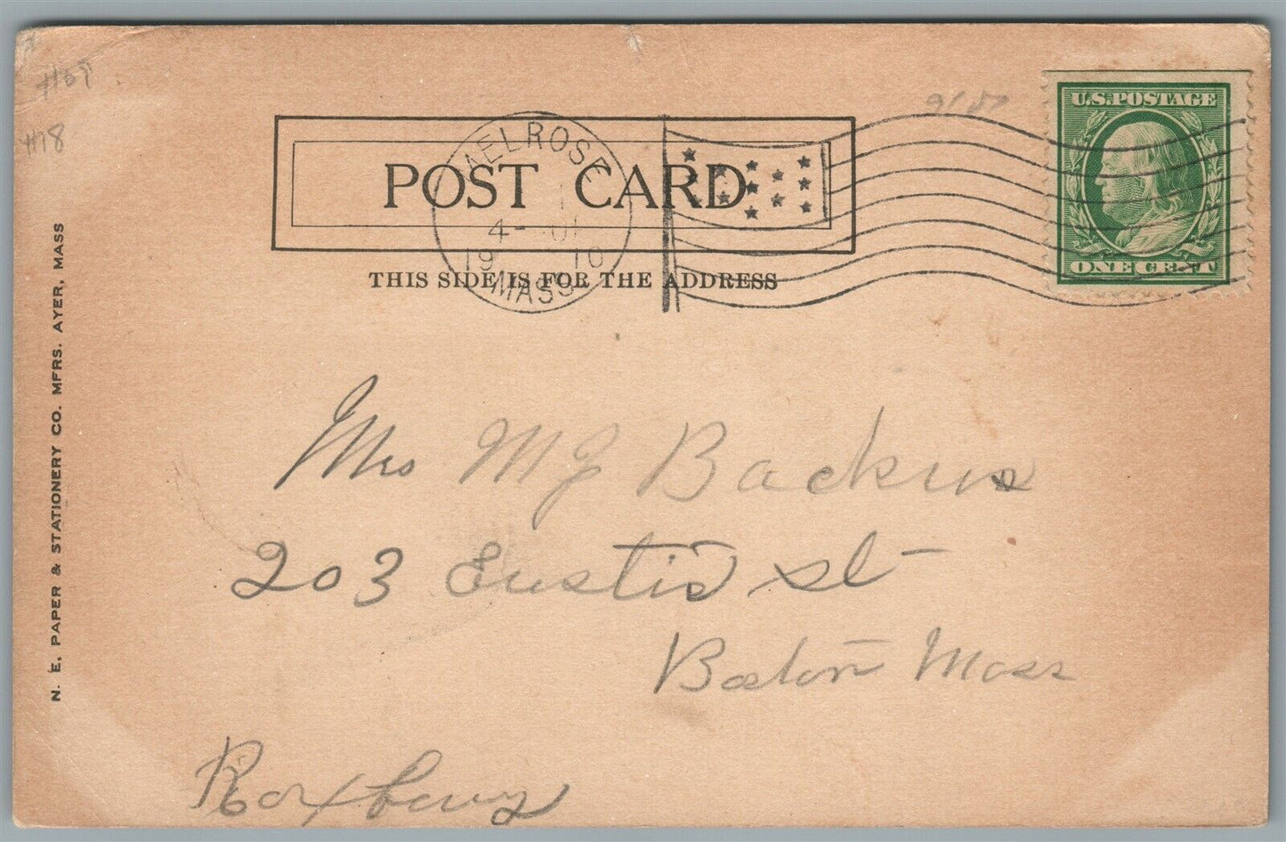 MELROSE MA MAIN STREET ANTIQUE POSTCARD