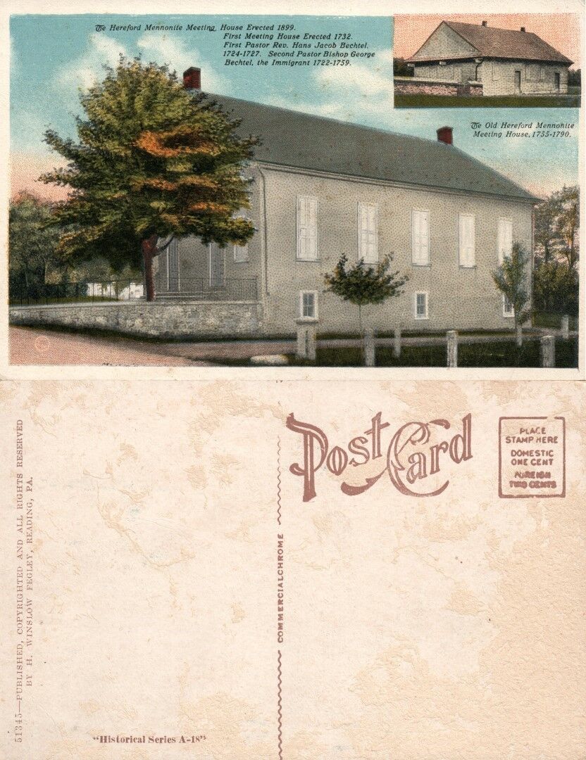 HEREFORD PA MENNONITE MEETING HOUSE ANTIQUE POSTCARD