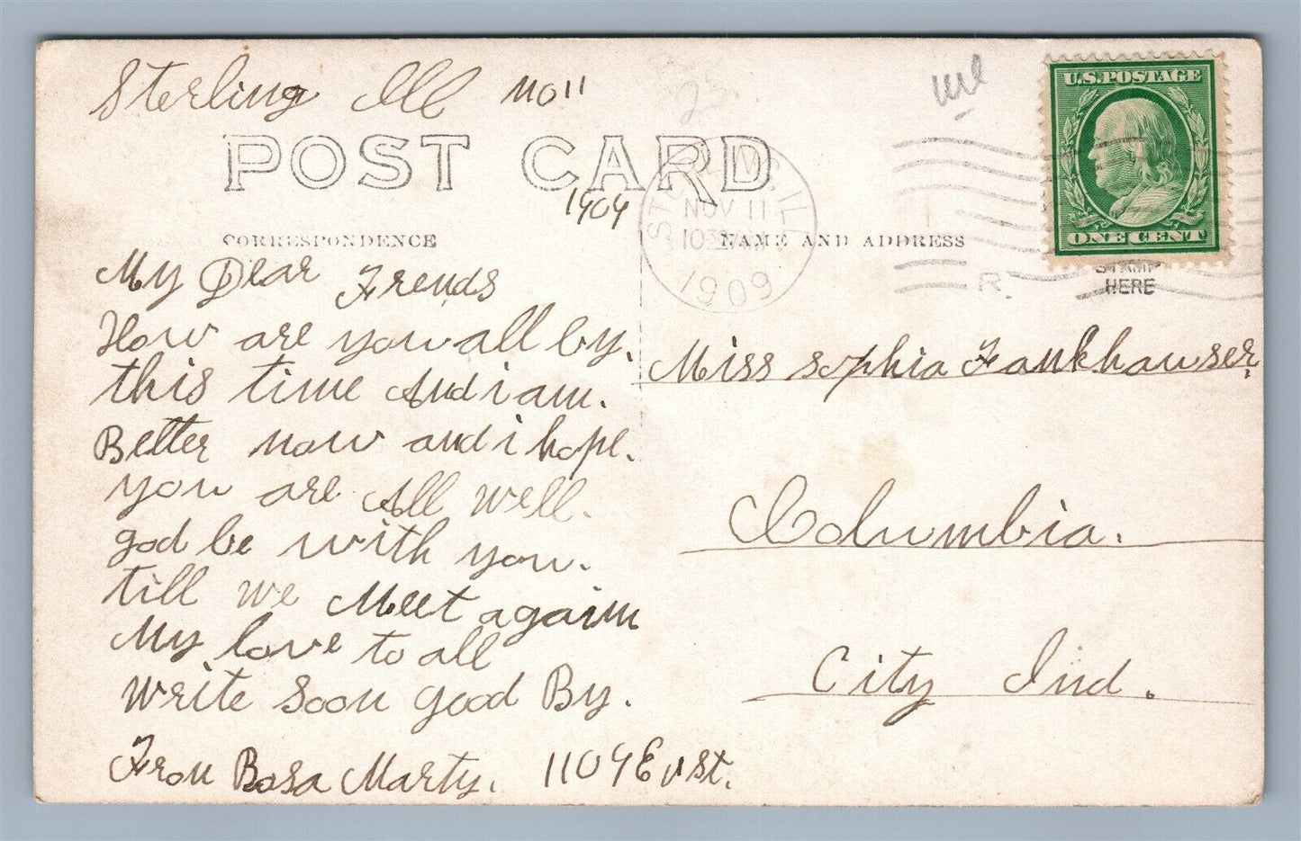 STERLING IL SECOND WARD SCHOOL ANTIQUE REAL PHOTO POSTCARD RPPC