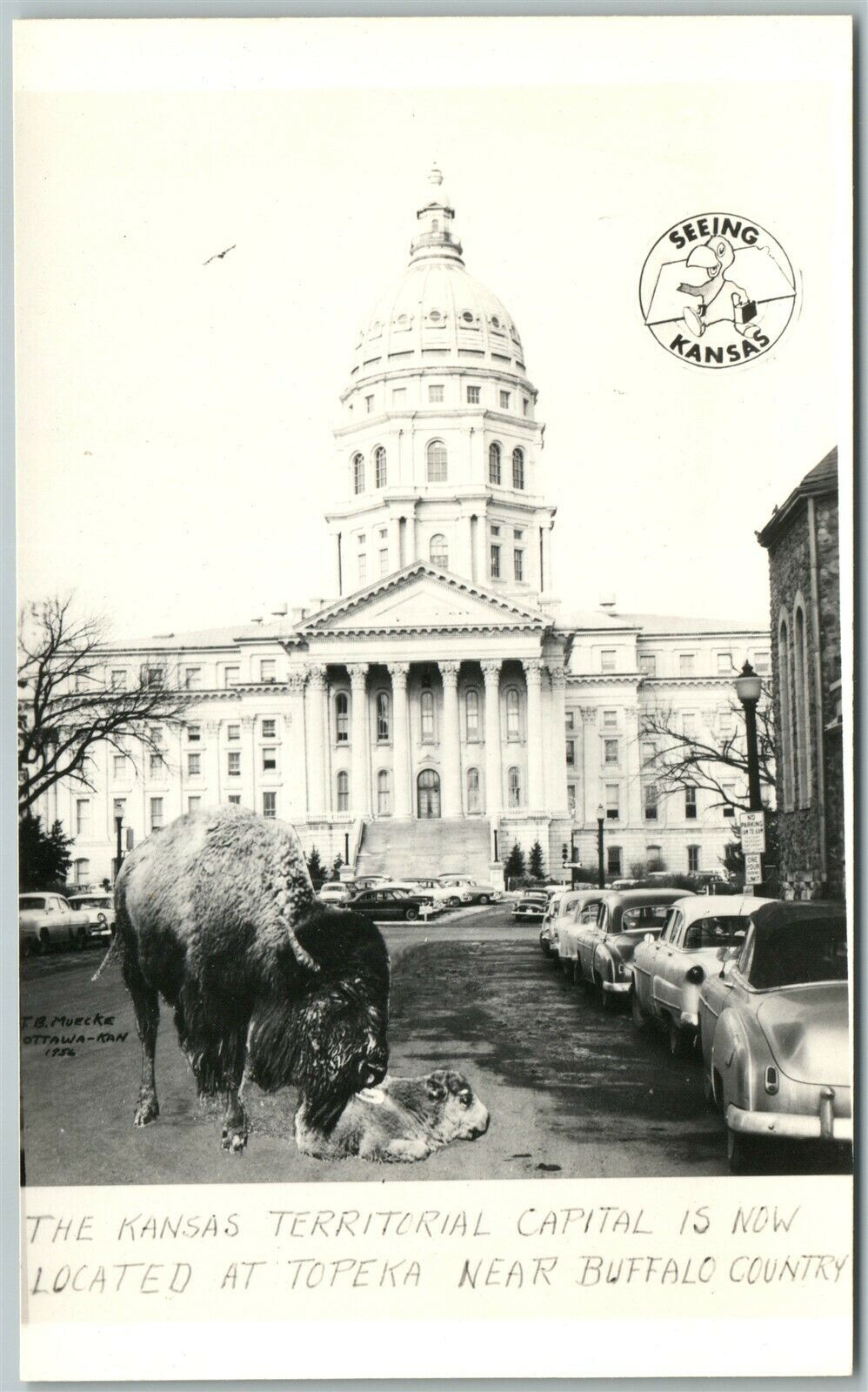 KANSAS TOPEKA BUFFALO COUNTY VINTAGE REAL PHOTO POSTCARD RPPC PHOTOMONTAGE