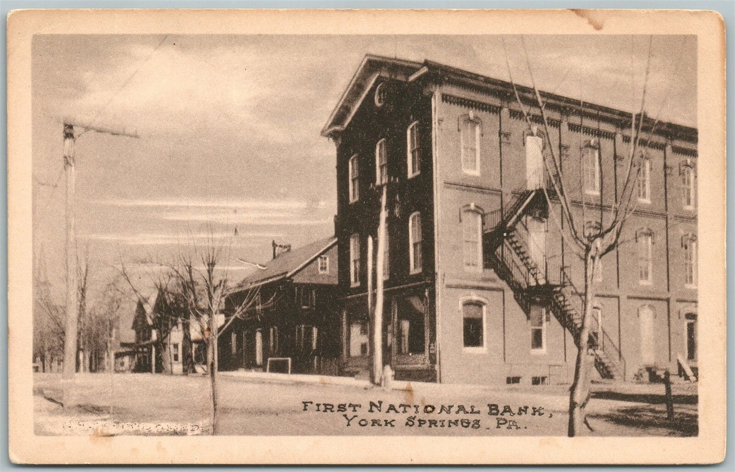 YORKS SPRINGS PA FIRST NATIONAL BANK ANTIQUE POSTCARD