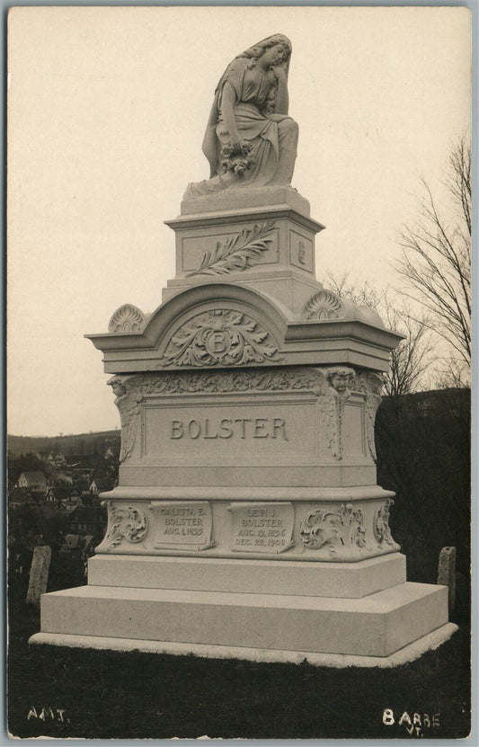 BARRE VT BOLSTER CEMETERY MONUMENT ANTIQUE REAL PHOTO POSTCARD RPPC