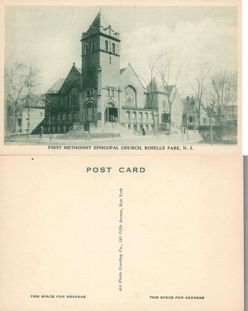 ROSELLE N.J. FIRST METHODIST EPISCOPAL CHURCH VINTAGE POSTCARD
