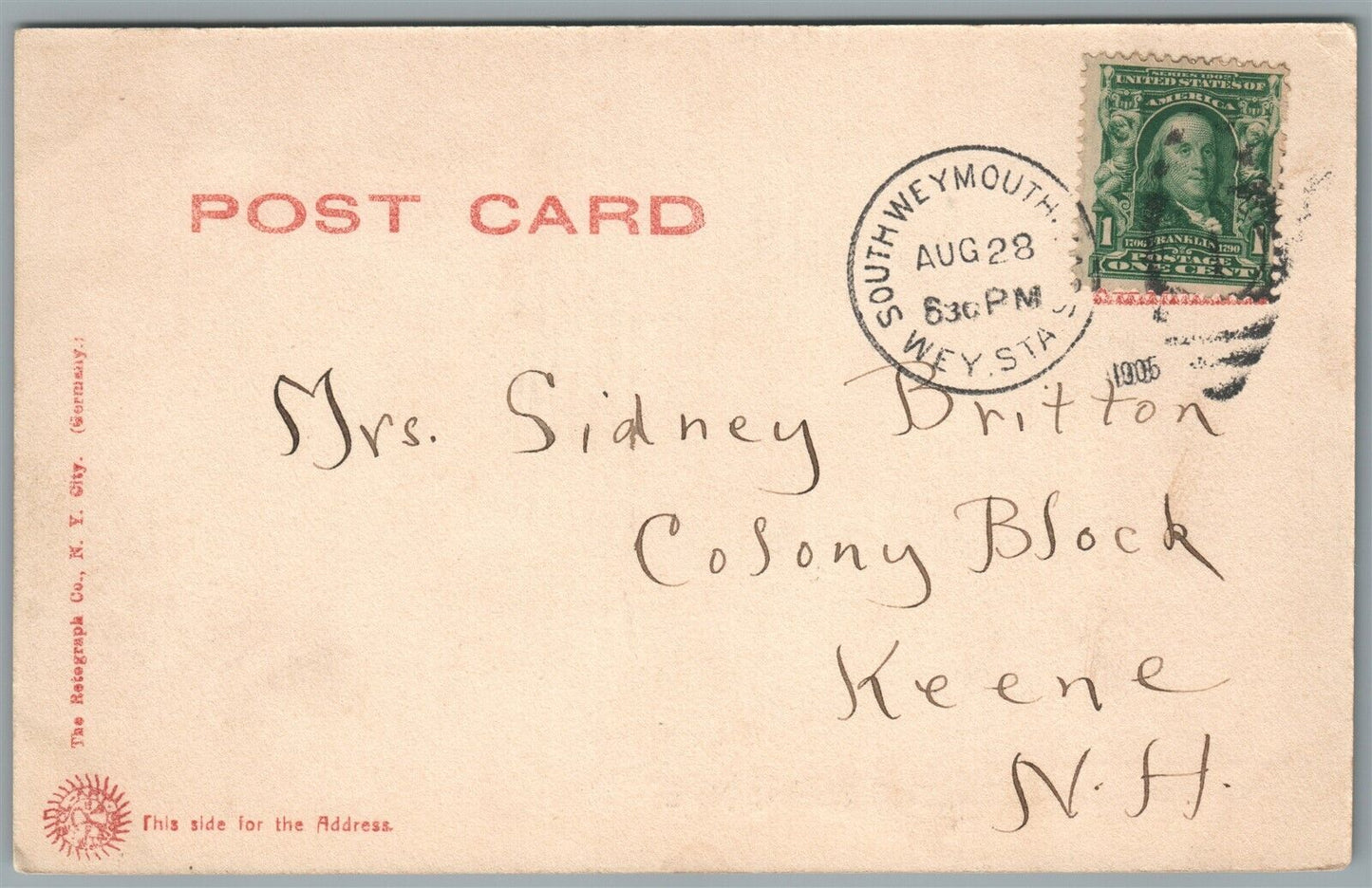 SOUTH BRAINTREE MA SUNSET LAKE ANTIQUE POSTCARD