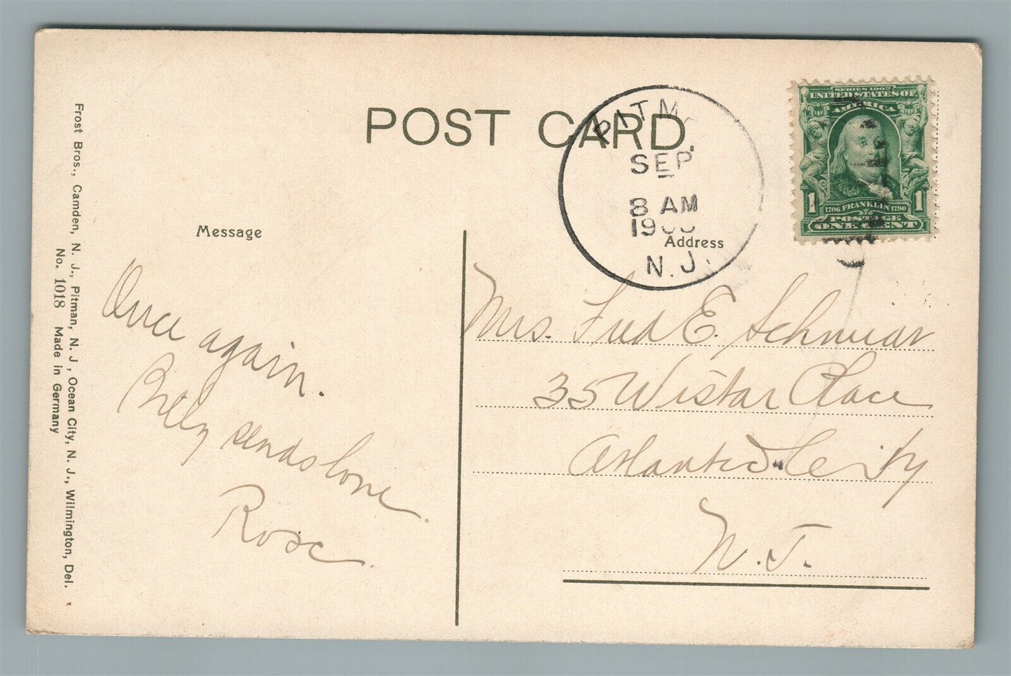 PITMAN NJ ALCYON PARK ANTIQUE POSTCARD