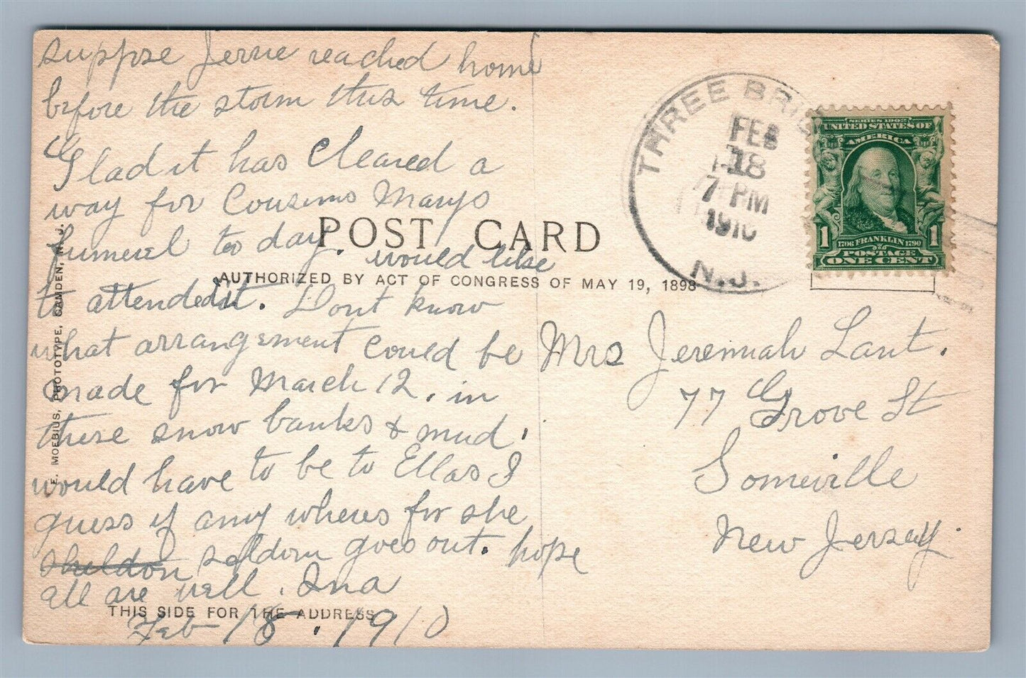 FLEMINGTON NJ WICKCHEOCHE CREEK ANTIQUE POSTCARD