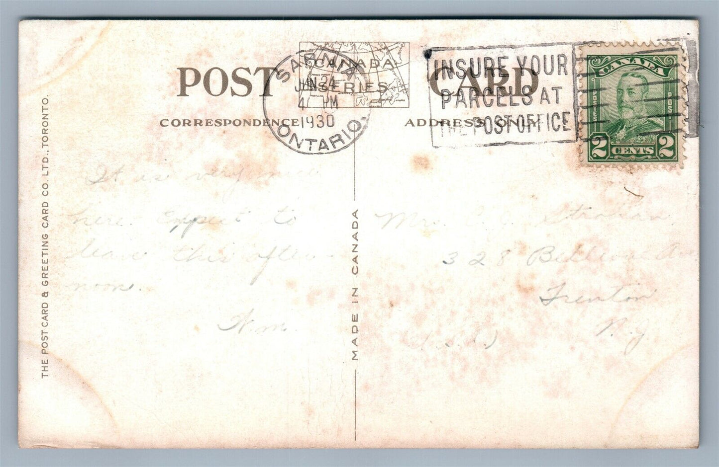 SARNIA ONT CANADA FRONT STREET ANTIQUE POSTCARD