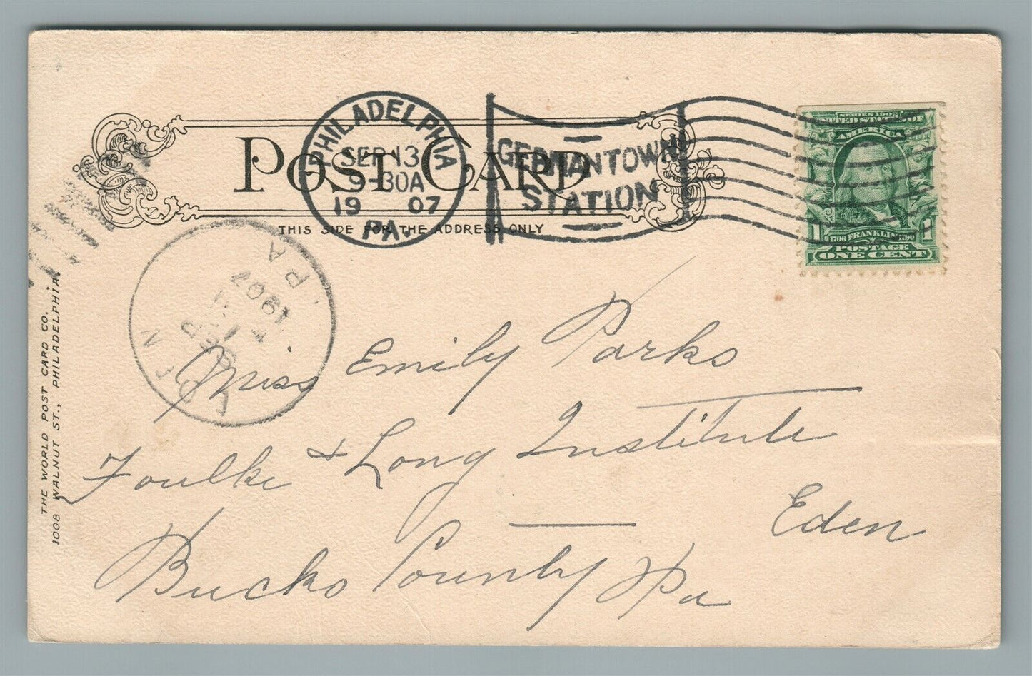 PHILADELPHIA GERMANTOWN PA FRIEND'S MEETING HOUSE ANTIQUE POSTCARD