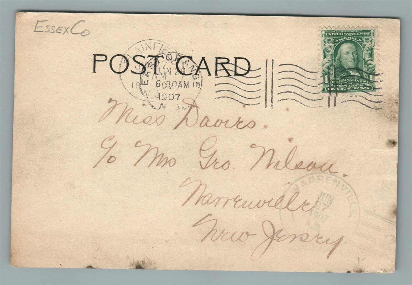 WEST ORANGE NJ LLEWELLYN PARK ANTIQUE POSTCARD