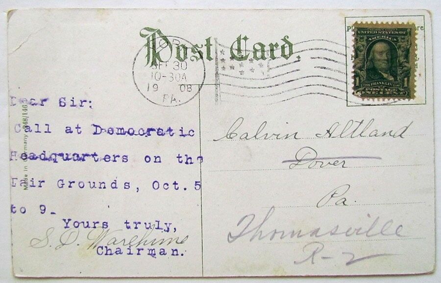 1908 VINTAGE POSTCARD RACE TRACK & FAIR GROUNDS YORK PA