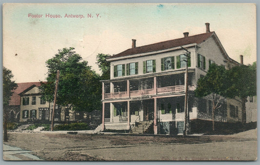 ANTWERP NY FOSTER HOUSE ANTIQUE POSTCARD