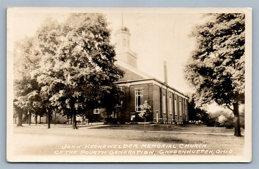 GNADENHUTTEN OH JOHN HECKEWELDER CHURCH VINTAGE REAL PHOTO POSTCARD RPPC