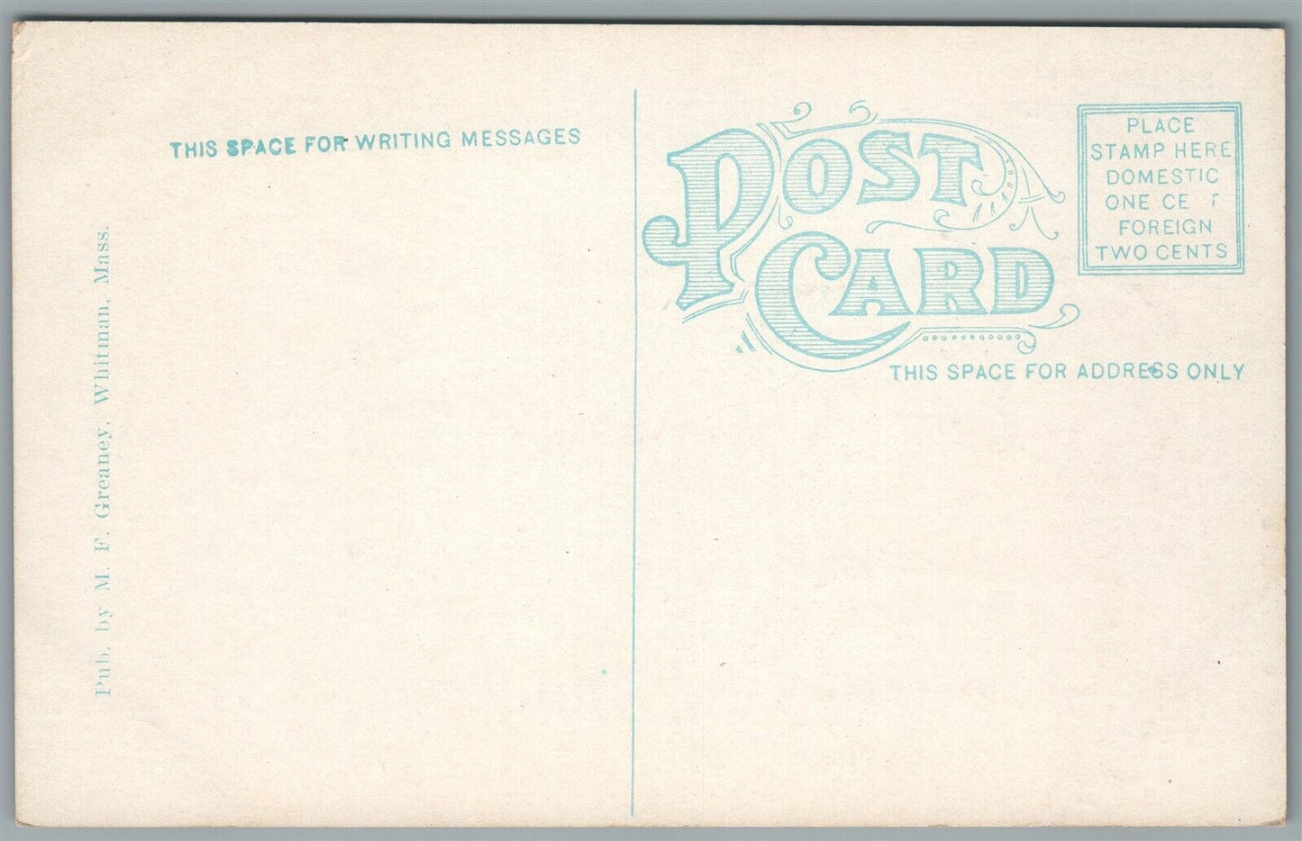 WHITMAN MA BANK BUILDING ANTIQUE POSTCARD