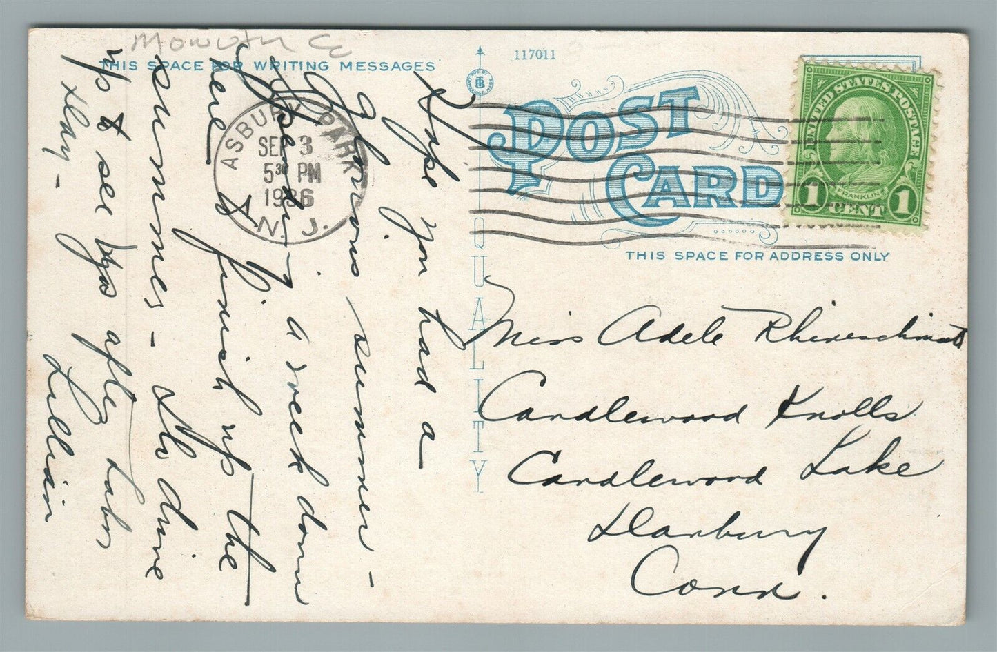 ASBURY PARK NJ HOTEL LOCH ARBOUR ANTIQUE POSTCARD