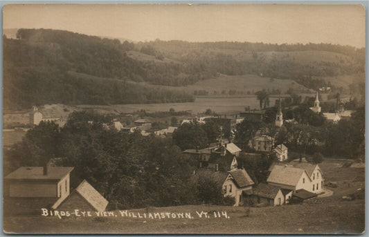 WILLIAMSTOWN VT BIRDS EYE VIEW ANTIQUE REAL PHOTO POSTCARD RPPC