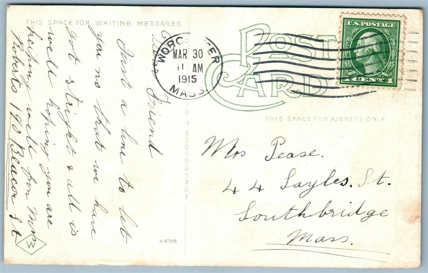FITCHBURG MA MAIN STREET ANTIQUE POSTCARD