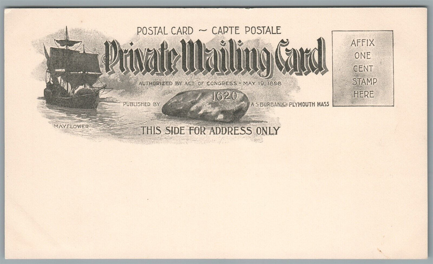 PLYMOUTH MA CLARK'S ISLAND ANTIQUE POSTCARD PRIVATE MAILING CARD