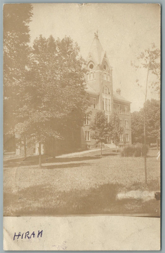 HIRAM OH STREET SCENE ANTIQUE REAL PHOTO POSTCARD RPPC