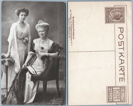 GERMAN PRUSSIAN QUEEN AUGUSTA VICTORIA & VIKTORIA LOUISE ANTIQUE REAL PHOTO RPPC