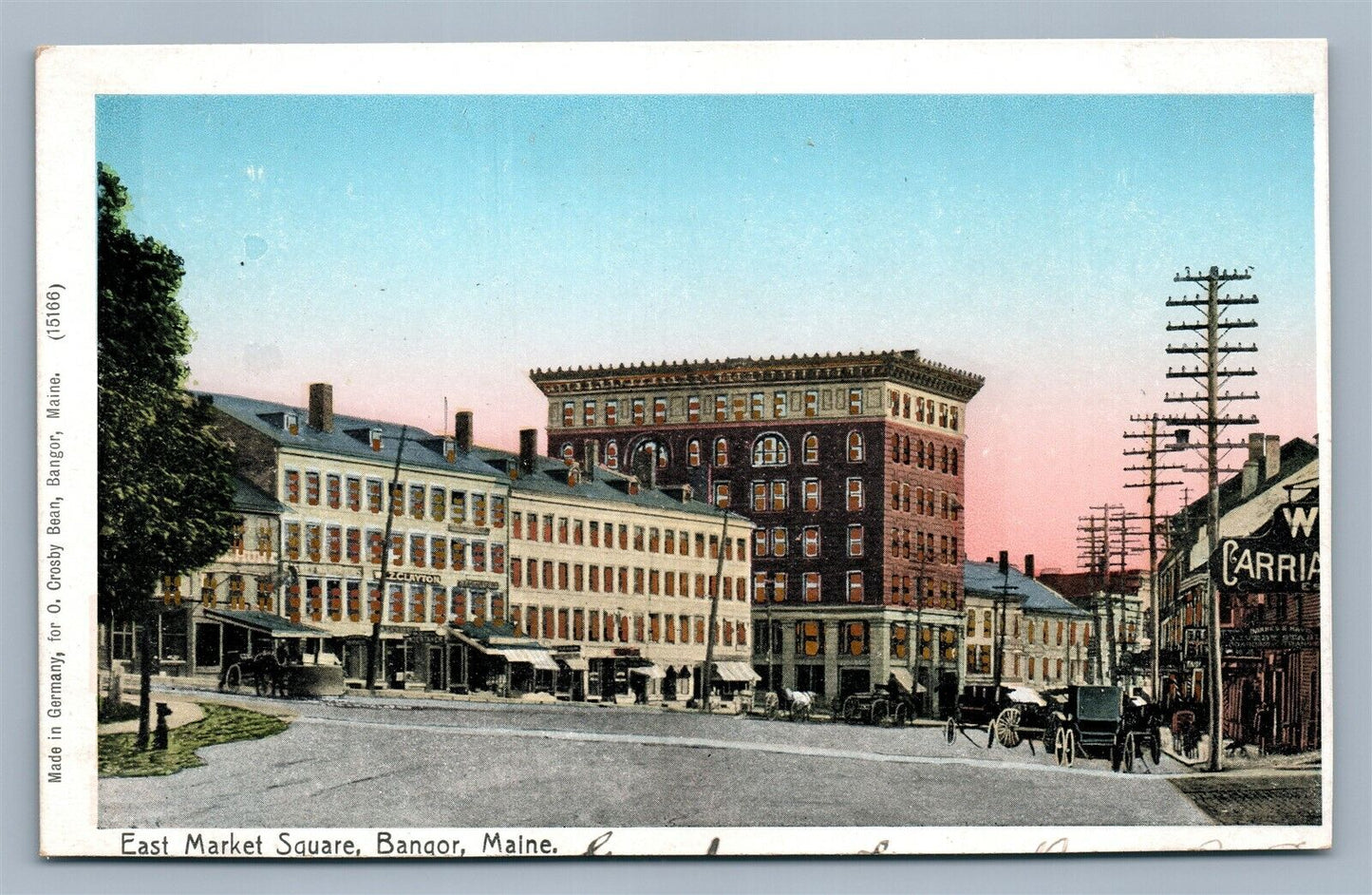 BANGOR ME EAST MARKET SQUARE ANTIQUE POSTCARD